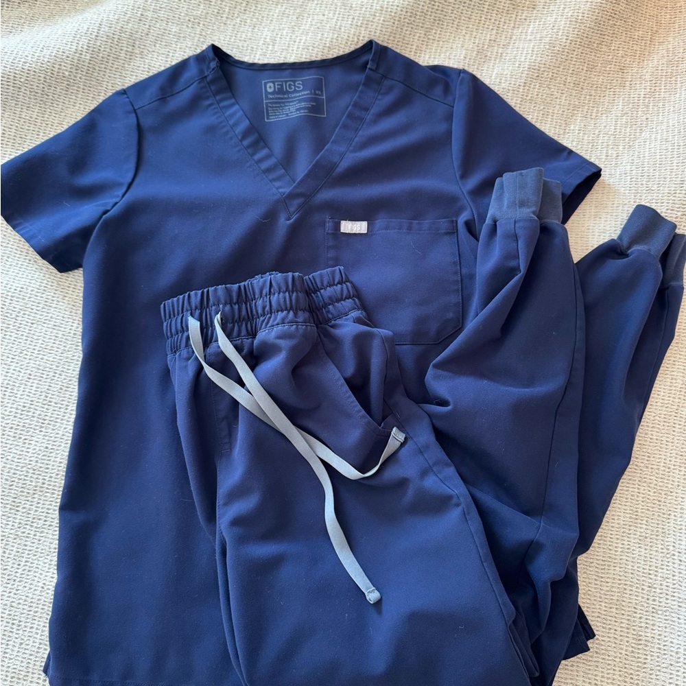 Figs Scrub Set XS Navy Blue High Waisted